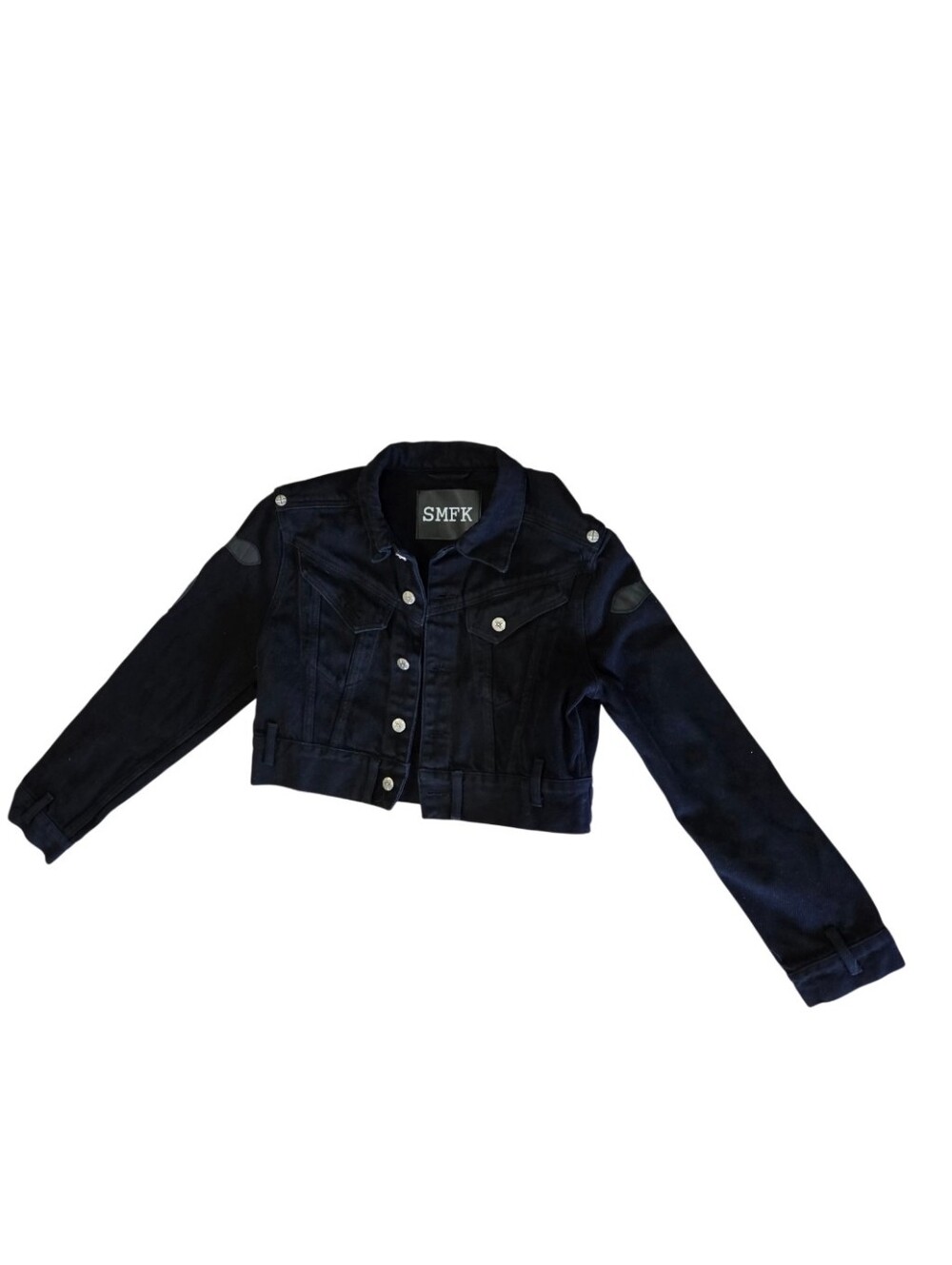 SMFK Women's Black Cropped Denim Jacket